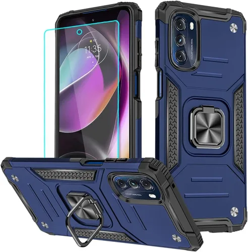 Vista 8 de Funda para Moto G 5G 2022 con protector de pantalla: resistente, soporte giratorio de grado militar 360, funda protectora a prueba de golpes
