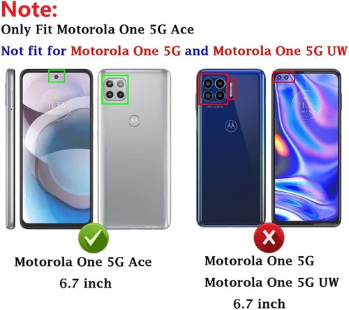 Vista 3 de Funda para teléfono Motorola One 5G Ace, Moto One 5G Ace con protector de pantalla HD, [grado militar de 16 pies probada en caídas], anillo Funda