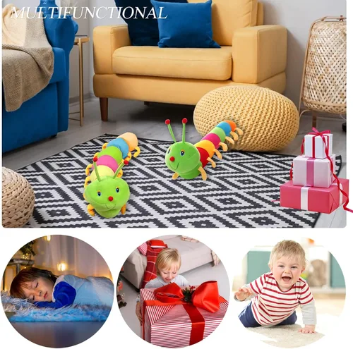 Vista 3 de Peluche de oruga de 31.5 pulgadas, almohada gigante colorida de oruga para regalo