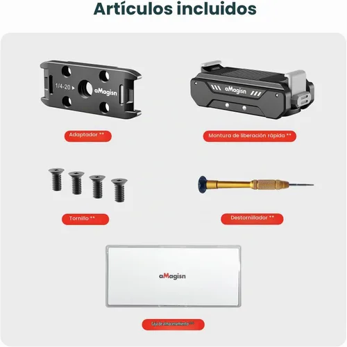Vista 5 de Soporte magnético de liberación rápida para Gopro 12/11/10/9/8/11 Mini/Max, kits de soporte con garra magnética de montaje de 2 puntas y punta