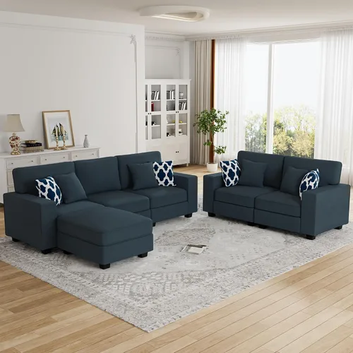 Vista 2 de Legend Vansen - Sofá seccional modular en forma de U con otomano, sofá de esquina reversible moderno para sala de estar (Antracita, 2+3 con otomano)