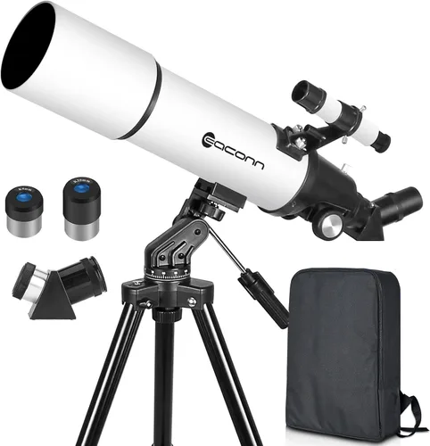 Vista 9 de Telescopios para adultos de astronomía, telescopio refractor de 80 mm de apertura y 600 mm de longitud focal para niños y principiantes, telescopio