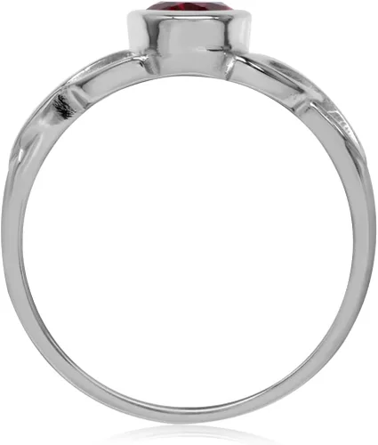 Vista 3 de Silvershake Anillo de plata de ley 925 con piedra natal ovalada de 7x5MM con nudo de trinidad celta triquetra