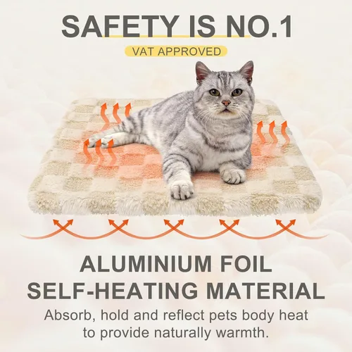 Vista 3 de BEAUTYZOO Cama para Gatos Autocalentable, Paquete de 4 Camas Calentadas para Gatos, Almohadilla de Calentamiento de Lámina Térmica de Felpa Extra