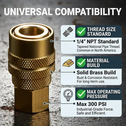 Vista 6 de LE LEMATEC Kit de montaje de manguera de compresor de aire de 15 piezas, accesorios de manguera de aire de conexión rápida NPT de 1/4 pulgadas