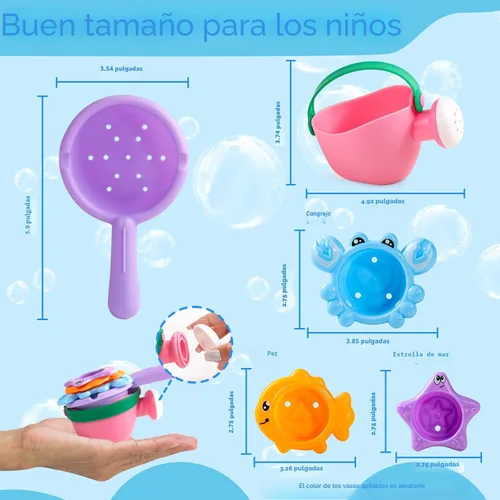 Vista 3 de Fajiabao Juguetes de baño para niños de 1 a 3 años, juego de apilamiento