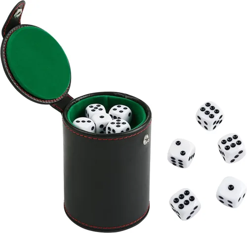 Vista 8 de GWHOLE Taza de dados de cuero con 10 dados Dados apilamiento de la taza de la coctelera, juego del balanceo de los dados
