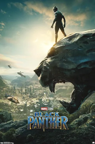 Vista 8 de Trends International Marvel Cinematic Universe - Póster de pared de una hoja de Black Panther Monument, 14.725 x 22.375 pulgadas, versión enmarcada