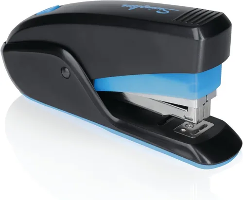 Vista 3 de Swingline Grapadora, grapadora de esfuerzo reducido al tacto, compacta, 15 hojas, negro/azul (S7064564)