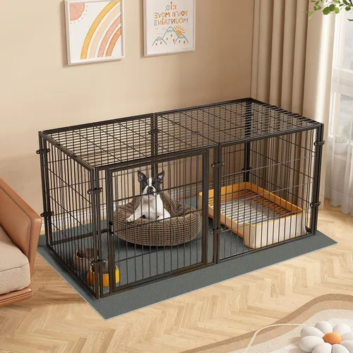 Vista 9 de XPIY Jaula grande para perros – Perrera de metal para perros medianos y pequeños, segura para interiores y exteriores, jaula grande para cachorros