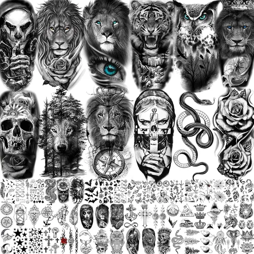 Vista 14 de 15 hojas de tatuajes temporales de colibrí de acuarela 3D de FANRUI para mujeres y niñas, pequeño, multicolor, colibrí, tatuaje, temporal, colorido