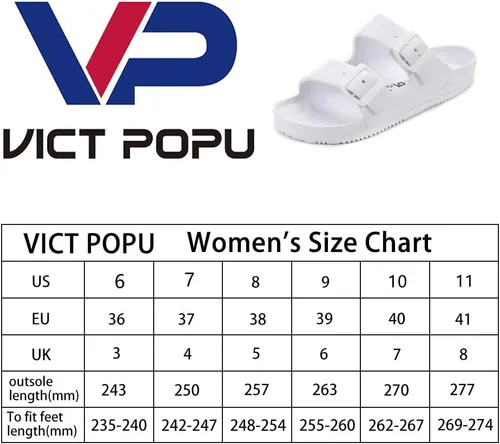 Vista 6 de VICT POPU Sandalias para mujer ajustables con doble hebilla y correa impermeable EVA