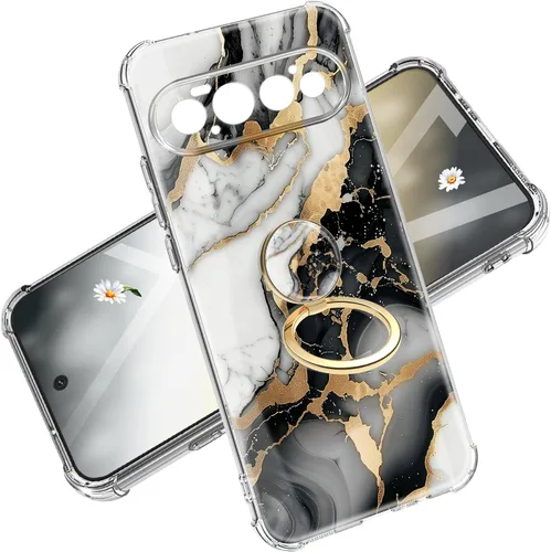 Vista 28 de Funda para Google Pixel 10A, 5G, mármol y flores, delgada, anticaídas, a prueba de golpes, suave, a prueba de golpes, transparente, fundas negro
