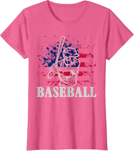 Vista 65 de Camiseta de béisbol deportiva estadounidense con bandera estadounidense, Negro, S