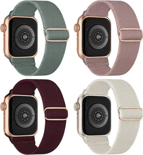 Vista 14 de 4 Pack Stretchy Solo Loop Compatible with Apple Watch Bands Women Men