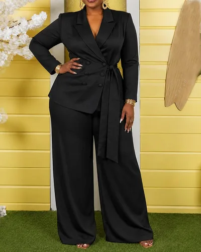 Vista 9 de CXXQ Conjunto de 2 piezas para mujer, talla grande, informal, para oficina Negro