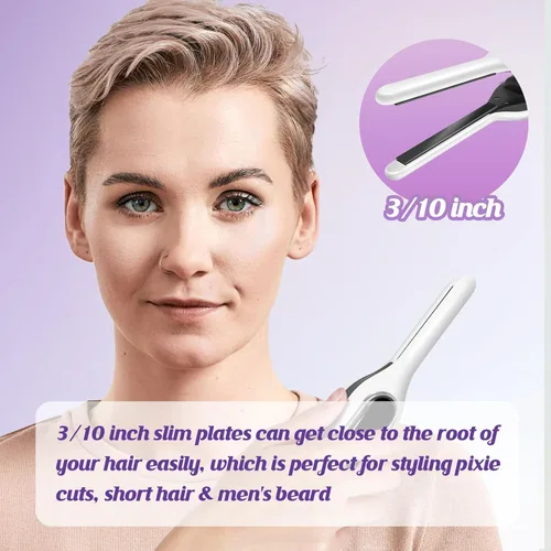 Vista 8 de Sunmay Mini plancha plana inalámbrica, alisadora de pelo de lápiz de 3/10 pulgadas para cabello corto, corte Pixie y flequillo, rizador de viaje