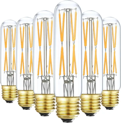 Vista 15 de XININSUN Bombillas LED esmeriladas T10, color blanco cálido 2700 K, bombillas LED Edison tubulares regulables de 6 W, equivalente a 60 vatios, 600