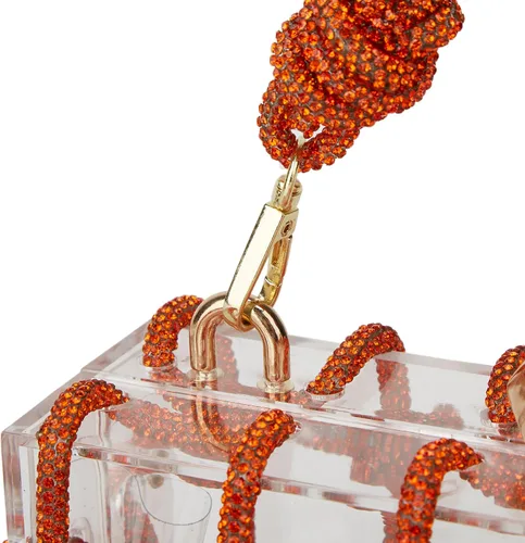 Vista 3 de Pocadri Bolsos de noche de acrílico tejido para mujer, elegante banquete con diamantes de imitación, bolso cruzado para fiesta de graduación