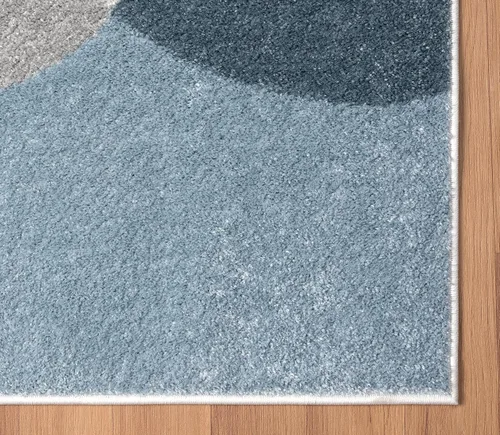 Vista 4 de Abani Deco Collection - Alfombra de área color crema/azul de mediados de siglo, 4 x 6 pies, fácil de limpiar, duradera para niños y mascotas,