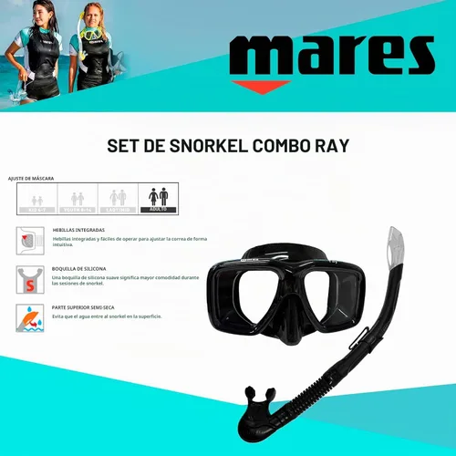 Vista 5 de MARES Conjunto de buceo unisex para adultos con máscara y snorkel Negro