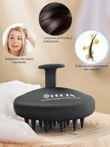 Vista 5 de HEETA Masajeador de Cuero Cabelludo para el Crecimiento del Cabello, Exfoliador de Cuero Cabelludo con Cerdas Suaves, Diseño de Silicona Integrado