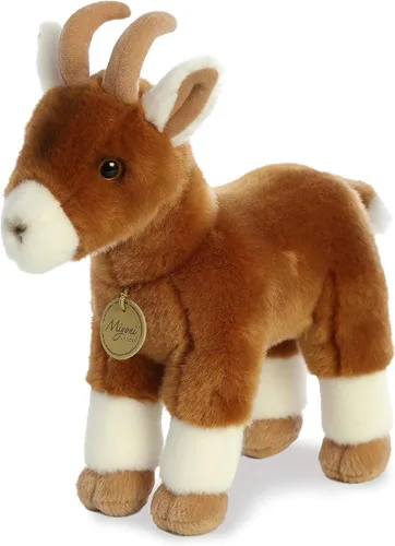 Vista 5 de Aurora® Adorable cabra de peluche Miyoni®, detalle realista, compañía entrañable, marrón, 11 pulgadas