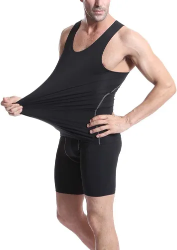 Vista 2 de Audoc Camiseta de compresión para hombre, paquete de 3 unidades, color negro, camiseta sin mangas de compresión atlética
