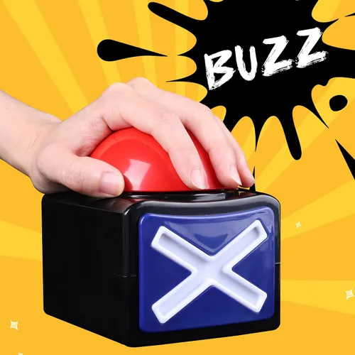 Vista 2 de MyMealivos Zumbadores de trivia para noche de juegos familiares Botón de respuesta de alarma con sonido fuerte y entretenimiento ligero