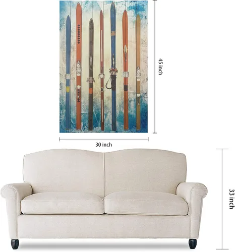 Vista 9 de Empire Art Direct ADL-EA1879-4530W Retro 2 - Arte de pared con impresión digital en madera maciza, para esquí, deportes, 45 x 30 x 1.5 pulgadas