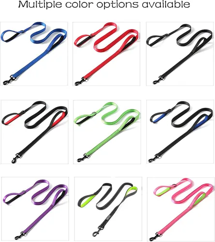 Vista 6 de Correa para perro resistente, 2 asas con asa de tráfico acolchada para control adicional, 6 pies de largo, perfecta para perros medianos a grandes