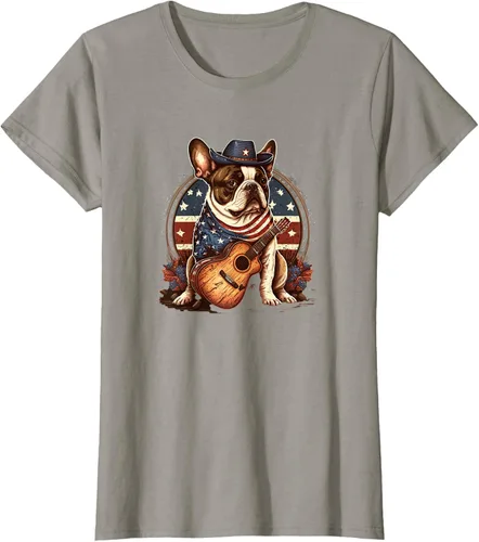 Vista 25 de Camiseta divertida de Bulldog francés con música country y roeo, Negro