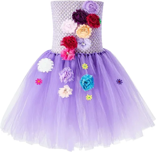 Vista 3 de Disfraz de hada de princesa tutú para niñas vestido de alas de mariposa de hada disfraz de cosplay de 4 piezas para Halloween y Navidad