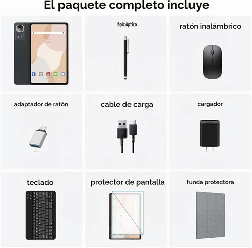 Vista 9 de Tableta Android de 12 pulgadas, tableta Android 15 con pantalla 2K, MTK G99 Octa-Core, expansión de 16 GB 256 GB 1 TB, WiFi 2.4/5G, cámara de 21 MP