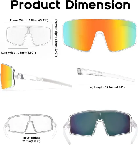 Vista 6 de FEISEDY Gafas de sol deportivas, escudo polarizado de gran tamaño para mujeres, hombres, jóvenes, béisbol, ciclismo, correr, al aire libre, visera