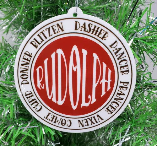 Vista 2 de Adorno navideño de Rudolph and Reindeer Friends - Donner, Blitzen, Dasher, Dancer, Prancer, Zorra, Cometa, Cupido