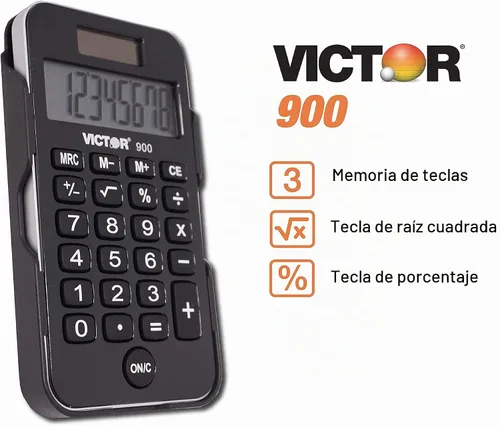 Vista 2 de Victor - Calculadora de bolsillo de doble potencia de 8 dígitos