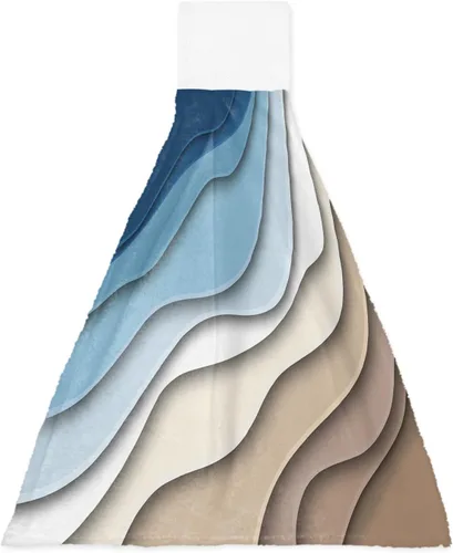Vista 21 de Toallas de cocina con lazo para colgar, toallas de mano abstractas onduladas de color gris degradado, suaves, absorbentes, para baño, bar, hogar