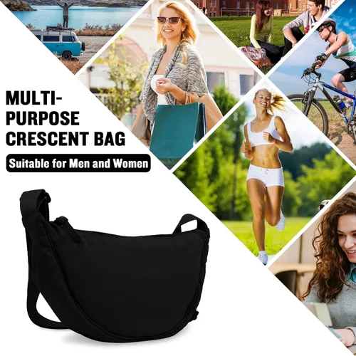 Vista 5 de Nylon Crescent Crossbody Bag for Women Purses Trendy Men,Small Travel Sling Bag Hobo