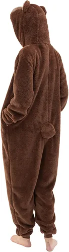 Vista 2 de COSUSKET Snug Fit Unisex Adult Onesie Pajamas, Flannel Cosplay Animal One Piece Halloween Costume Sleepwear Homewear