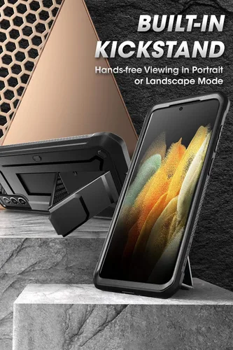 Vista 3 de SUPCASE Funda para Samsung Galaxy S21+ Plus con soporte (Unicorn Beetle Pro), [marco frontal integrado y clip para cinturón]