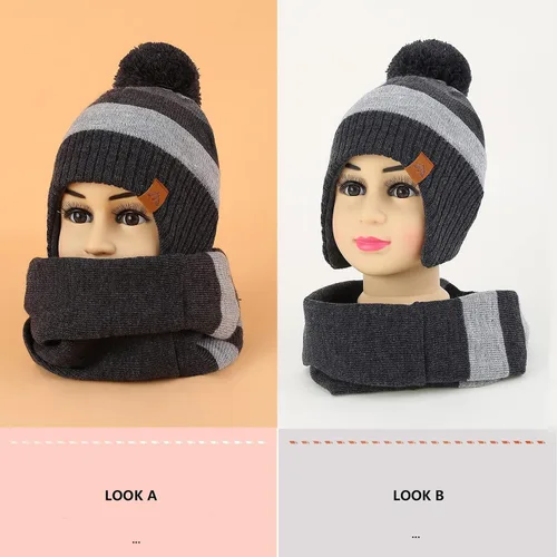 Vista 2 de AHAHA Gorro de invierno para niños con orejeras con forro polar mejorado para esquiar