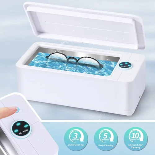 Vista 6 de Cudinham Limpiador de joyas de 50 KHz, limpiador ultrasónico de joyas de 18.6 fl oz/19 oz con temporizador digital, limpiador ultrasónico