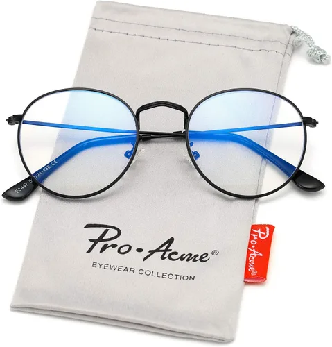 Vista 8 de Pro Acme Blue Light Glasses for Women Men, Classic Round Metal Frame B2 - Bronce - Filtro de luz azul