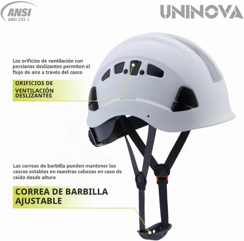 Vista 2 de Cascos de Construcción UNINOVA Casco de seguridad OSHA con suspensión ajustable de 6 puntos