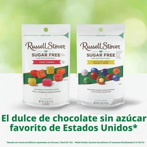 Vista 6 de RUSSELL STOVER Caramelos masticables de frutas sin azúcar, dulces masticables con sabor a fruta, envueltos individualmente, bolsa resellable, 4.5