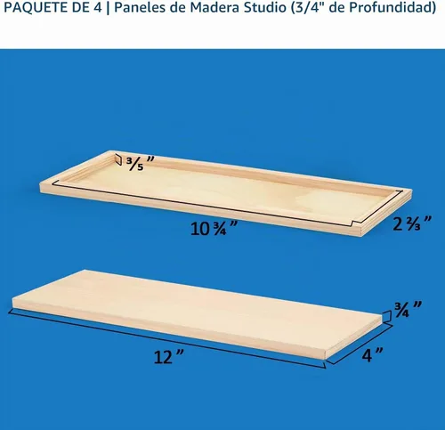 Vista 2 de Falling in Art Paquete de 4 paneles de madera de abedul sin terminar de 4 x