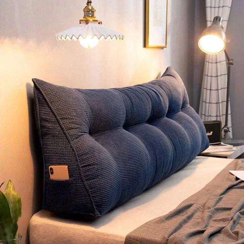 Vista 2 de Almohada de cojín grande suave y cómoda para el respaldo del cabecero para leer Descanso en cama individual, soporte de cuña triangular transpirable