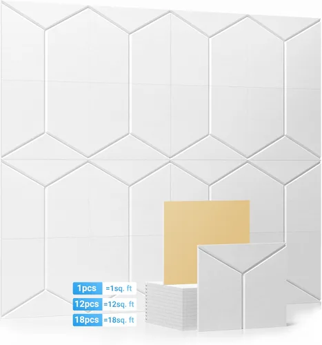 Vista 10 de Kuchoow Paneles de pared insonorizados, paneles a prueba de sonido para pared, paquete de 12 paneles acústicos autoadhesivos que absorben el sonido