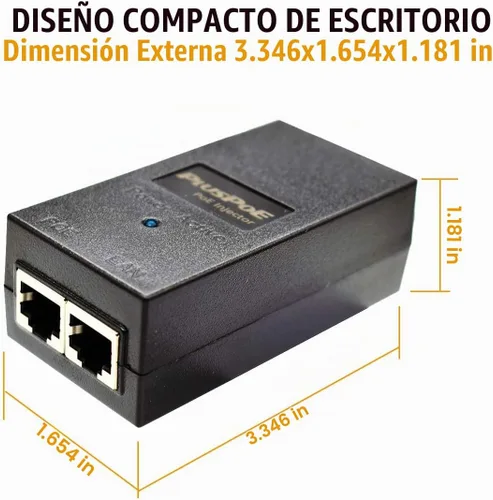 Vista 5 de Inyector Gigabit PoE, compatible con IEEE 802.3af, adaptador Ethernet POE de 48 V 100/1000 Mbps de repuesto para Ubiquiti U-POE-af, TP-Link POE
